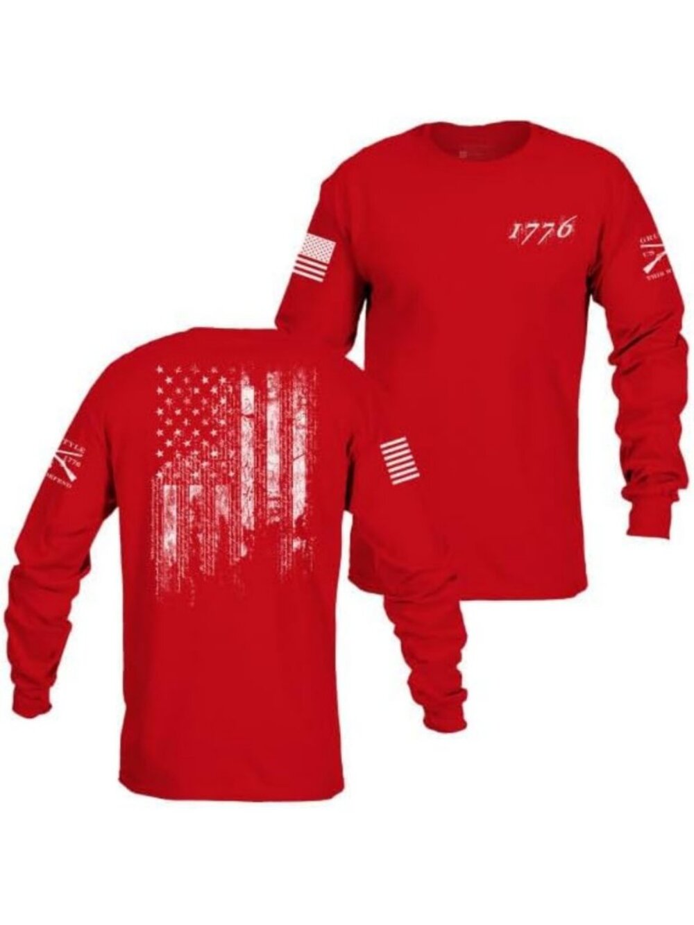 Patriotic 1776 Flag Long Sleeve Graphic Tee for Men | Casual & Comfortable Wear
